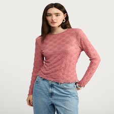 F&F Lace Long Sleeved Top in Pink