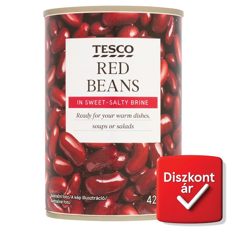 Tesco vörösbab cukrozott sós lében 420 g
