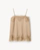 image 2 of The F&F Edit Satin Lace Trim Co-ord Cami Top in Camel