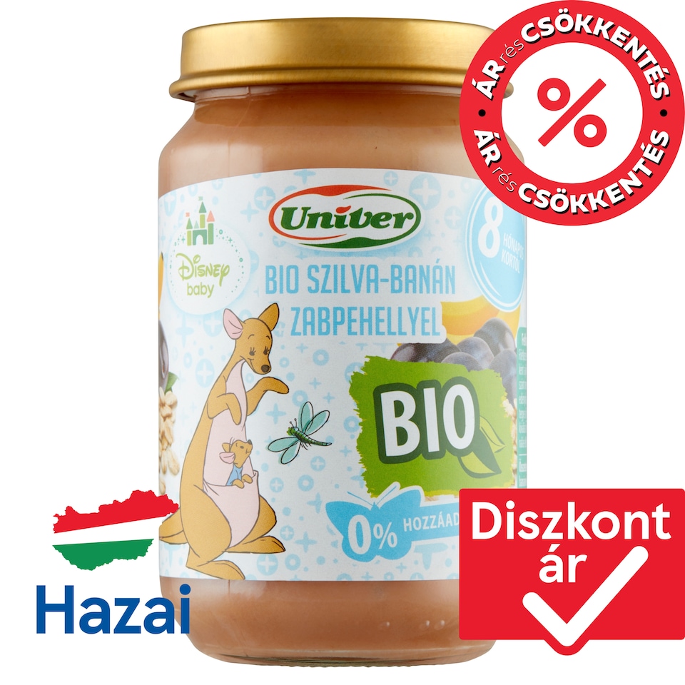 Univer Disney Baby bio szilva-banán zabpehellyel bébidesszert 8 hónapos kortól 163 g