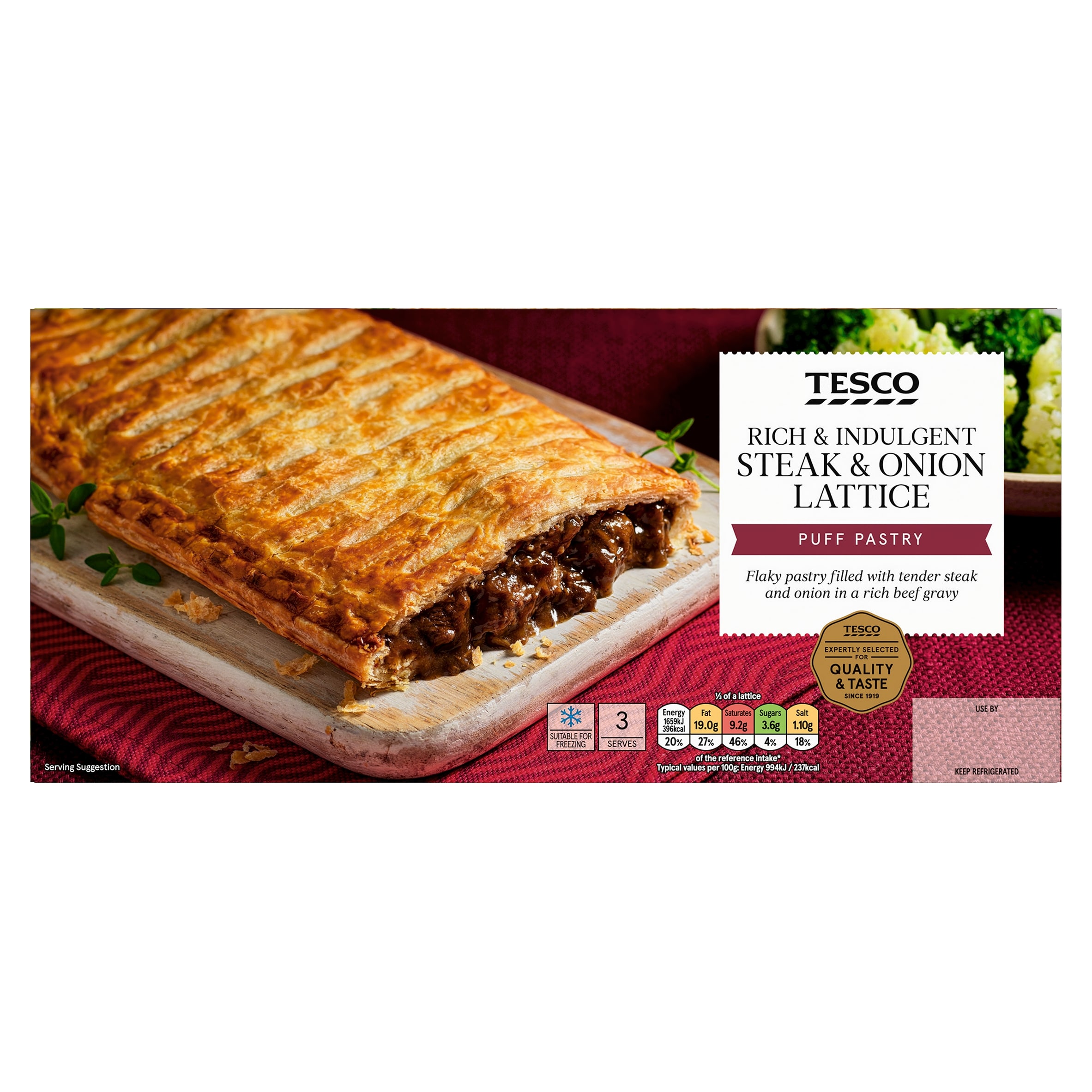 Tesco Steak & Onion Lattice Bar 500G