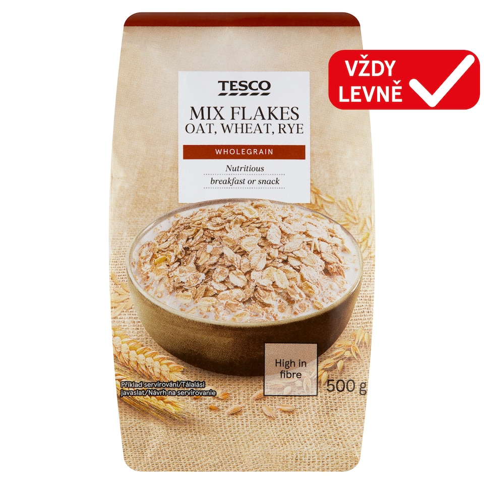 Tesco Směs celozrnných cereálních vloček 500g