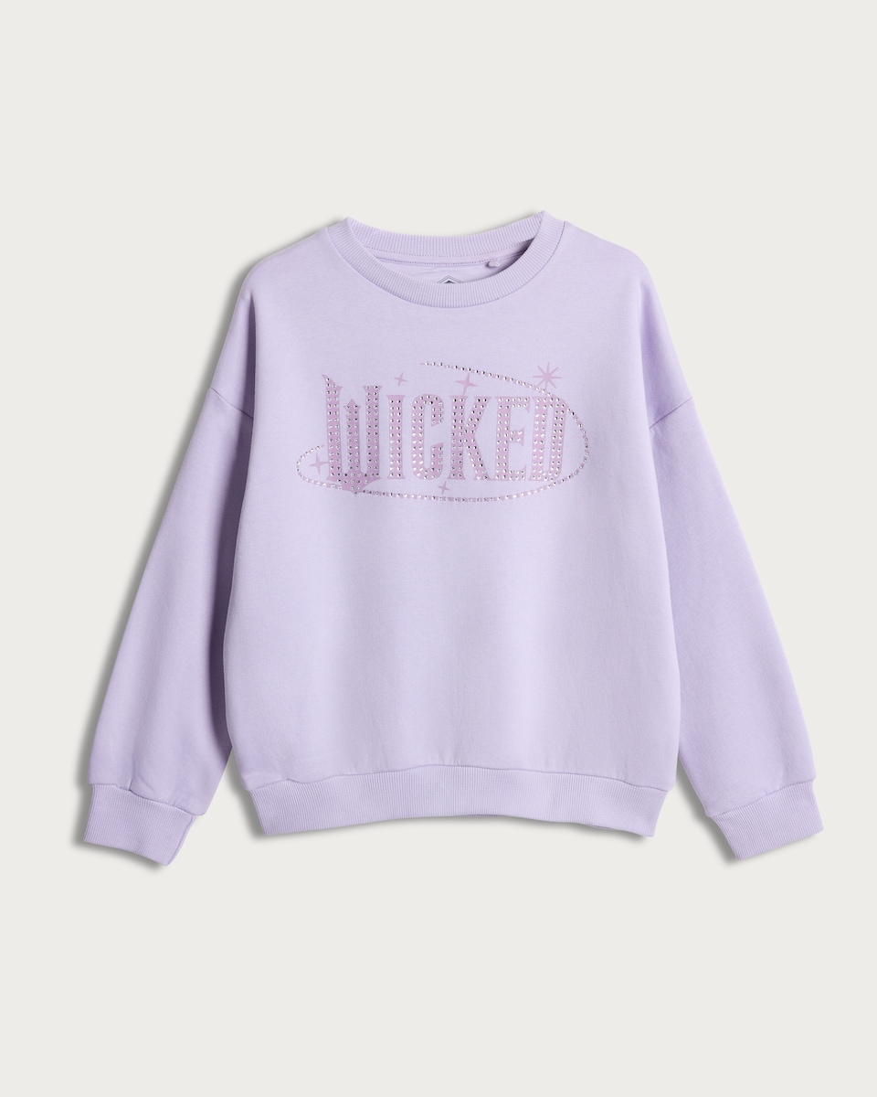 image 1 of Wicked Cotton Rich Embellished Slogan Sweatshirt in Lilac