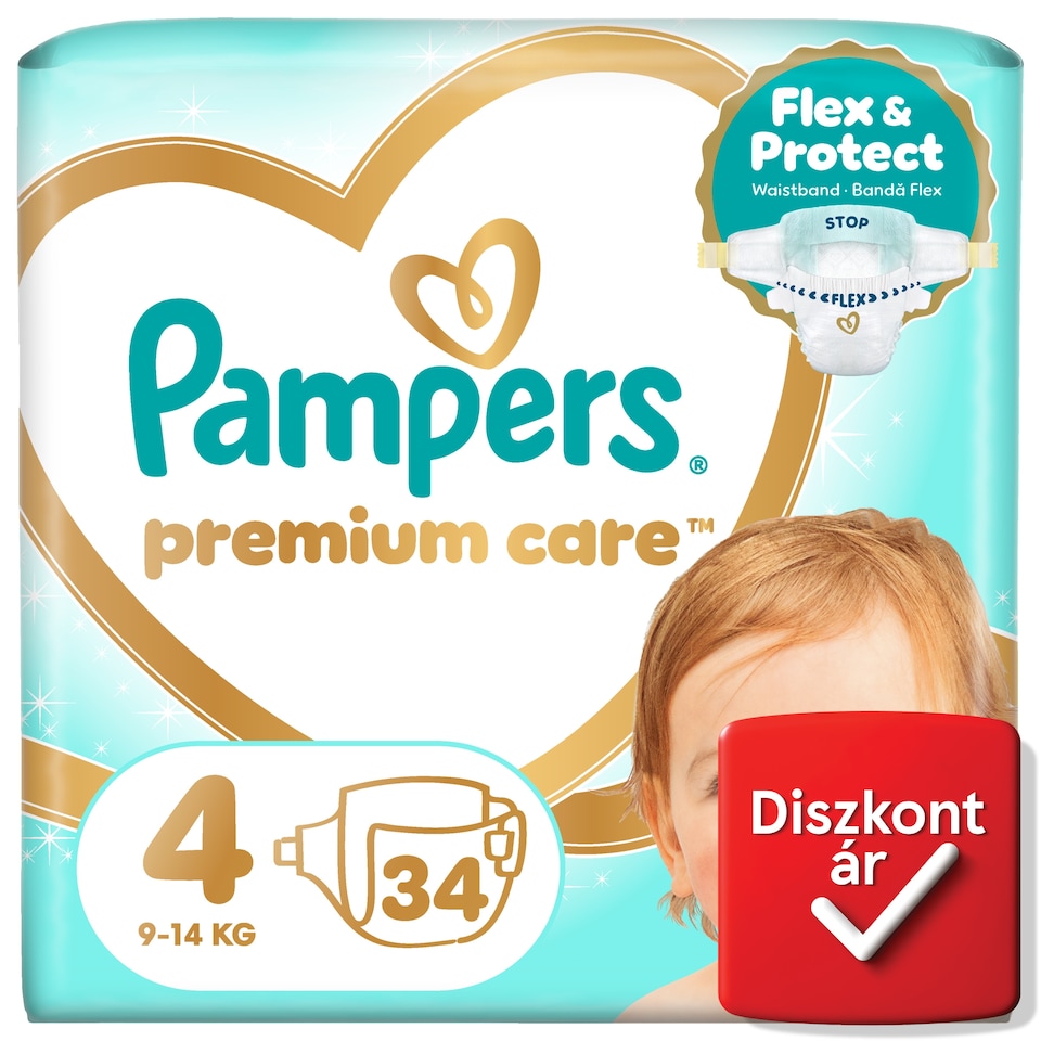 Pampers Premium Care Pelenka, Méret: 4, 34 db, 9kg-14kg  1. kép