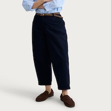 F&F Cotton Rich Belted Tapered Mid Rise Chino Trousers in Navy