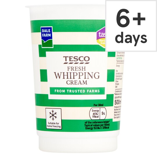 Tesco Fresh Whipping Cream 500Ml Tesco Groceries