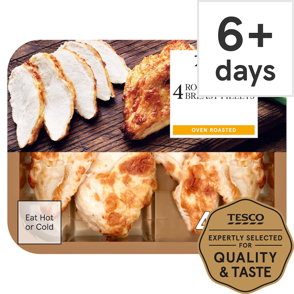 Tesco 4 Roast Cooked Chicken Breast Fillets 485G