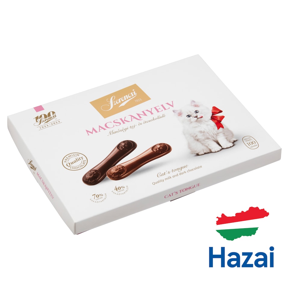 Szerencsi Macskanyelv minőségi tej- és étcsokoládé 100 g