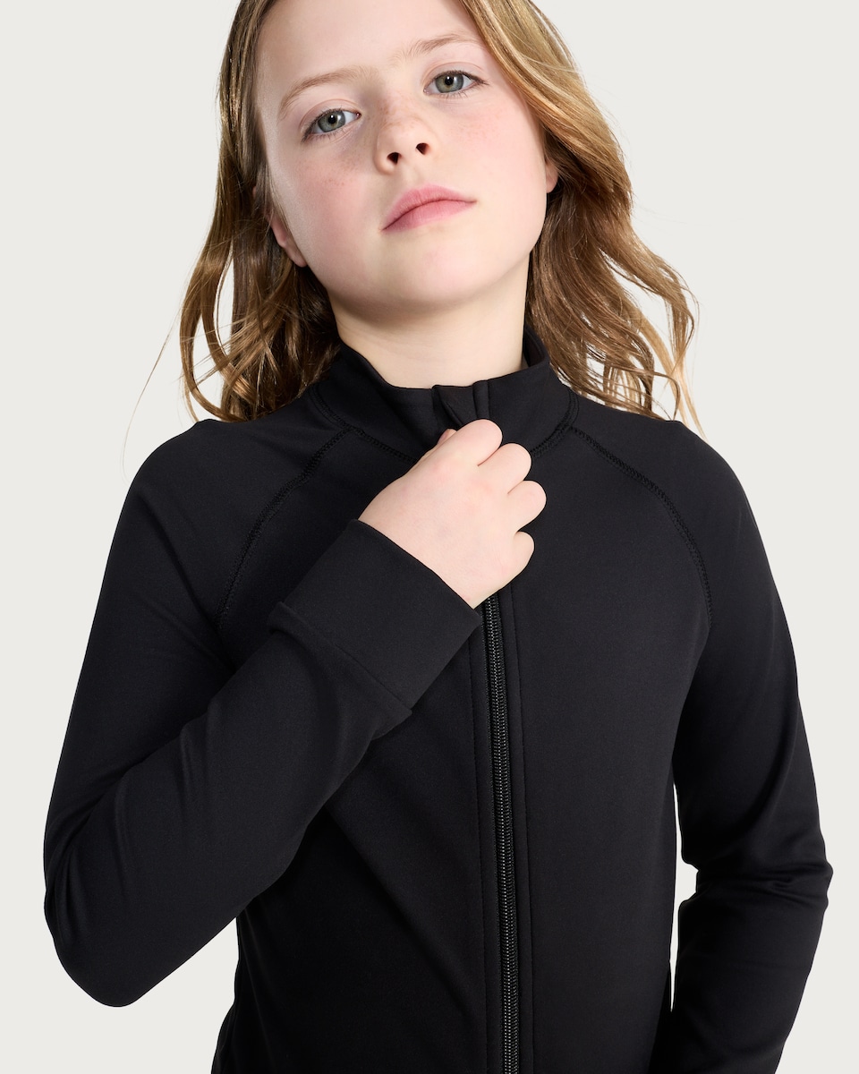 image 1 of F&F Active Girls ULTRAMOVE Zip Up Jacket in Black