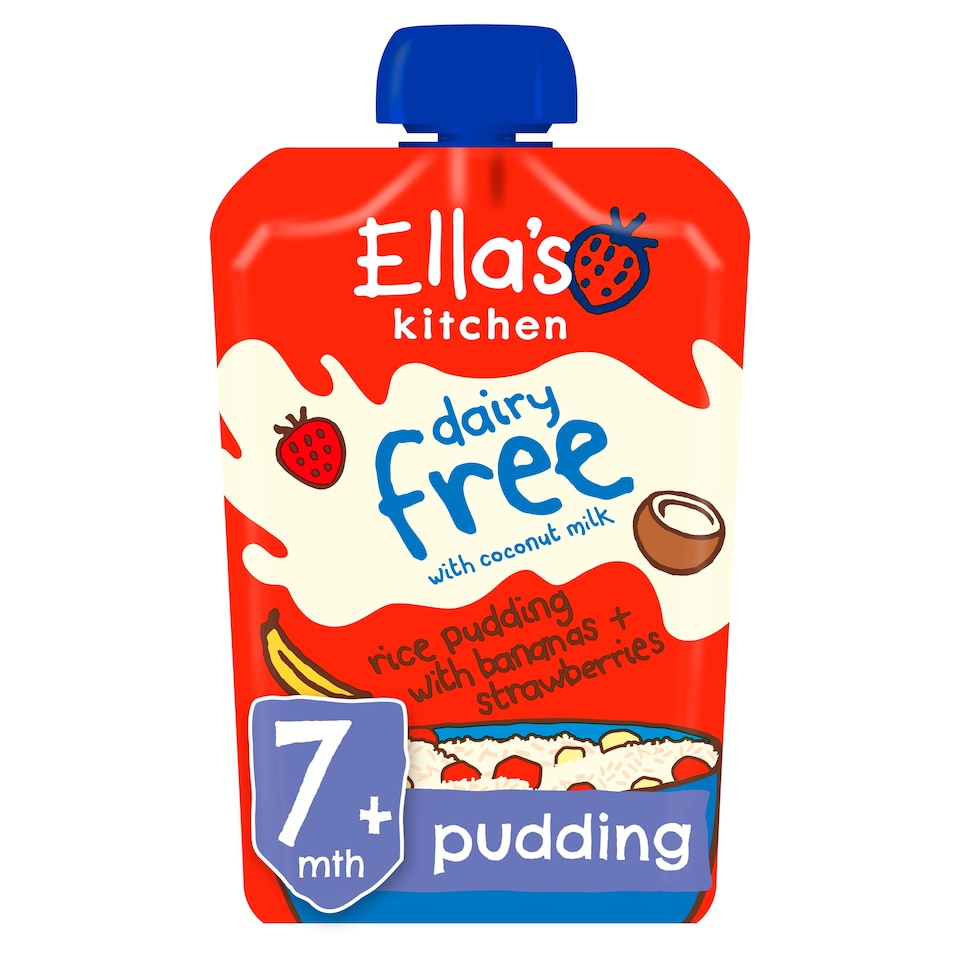 Ella's Kitchen Dairy Free Rice Pudding Banana & Strawberry 7 Months 80G