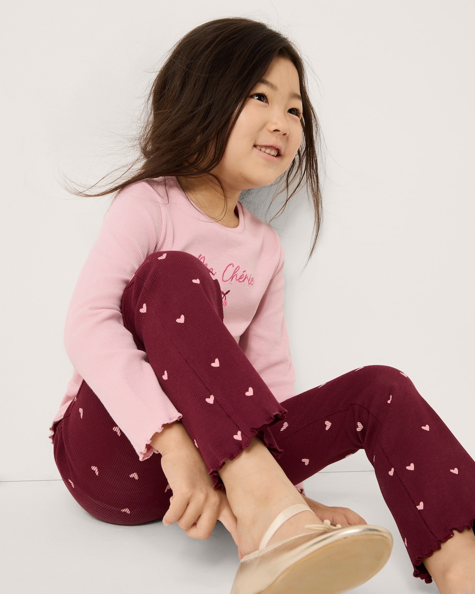image 1 of F&F Girls 5-Pack Cotton Rich Flared Leggings in Multi Pink