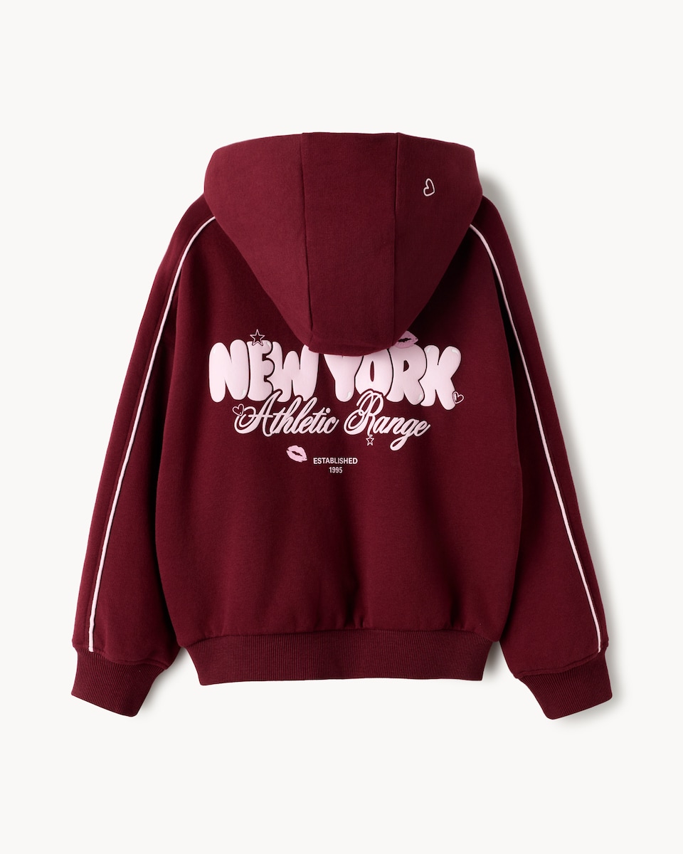 image 1 of F&F Girls Cotton Rich Co-ord Hoodie in Berry
