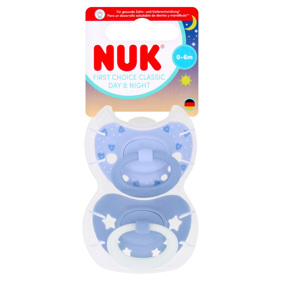 NUK FIRST CHOICE CLASSIC DAY & NIGHT 0-6M 2 SILICONE SOOTHERS