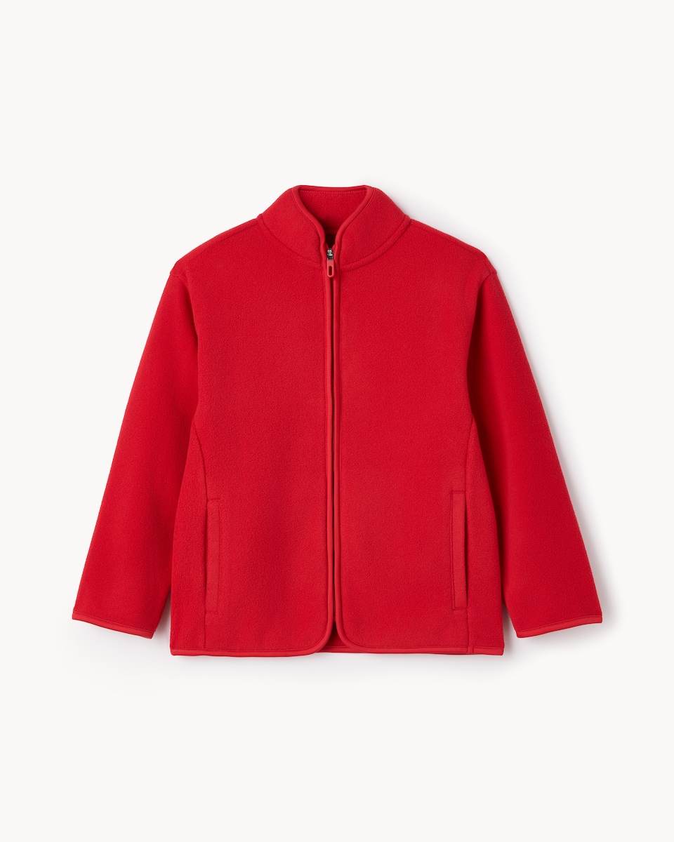 image 1 of F&F School Unisex Zip Up Fleece Jacket in Red
