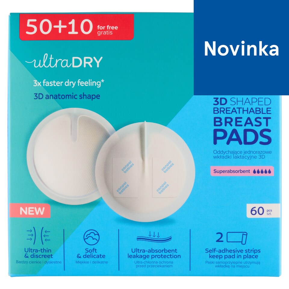 Canpol babies Jednorazové priedušné tampóny do podprsenky 3D 60 ks