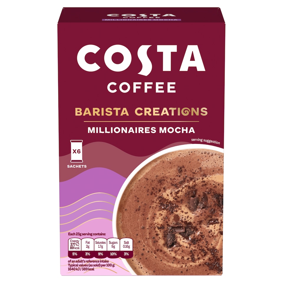 Costa coffee barista creation Millionaires Mocha Sachets 6 x23g