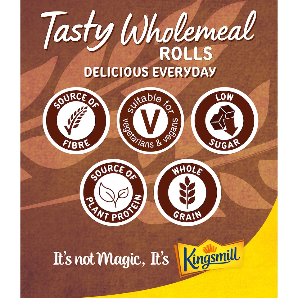 image 1 of Kingsmill Tasty Wholemeal Rolls 6 Pack