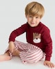 image 2 of F&F Boys Pure Cotton Reindeer Pocket Top and Trousers Pyjamas in Red