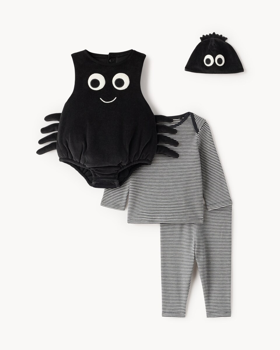 image 1 of F&F Baby Halloween Spider Fancy Dress Costume Set in Black