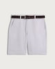 image 4 of F&F Cotton Rich Striped Belted Chino Shorts in Cream