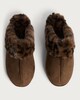 image 2 of F&F Leopard Print Faux Fur Trim Mule Slippers in Brown