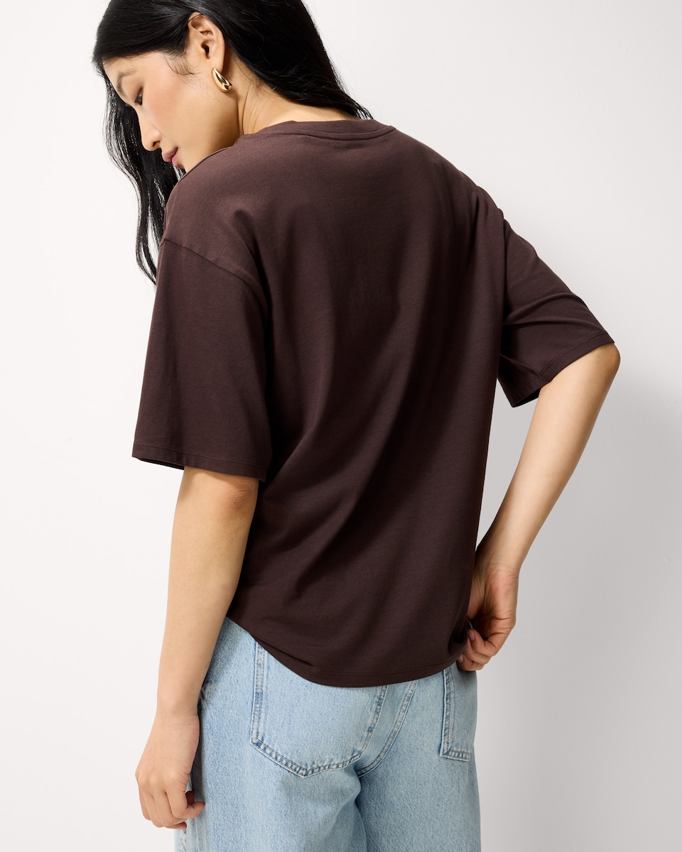 image 1 of F&F Pure Cotton Slogan T-Shirt in Chocolate