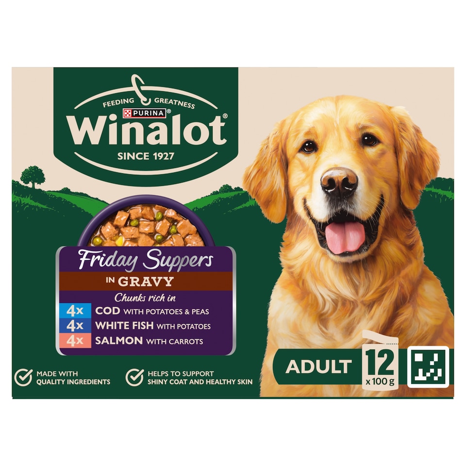 image 1 of WINALOT Friday Suppers Mixed Variety Fish in Gravy Wet Dog Food 12x100g
