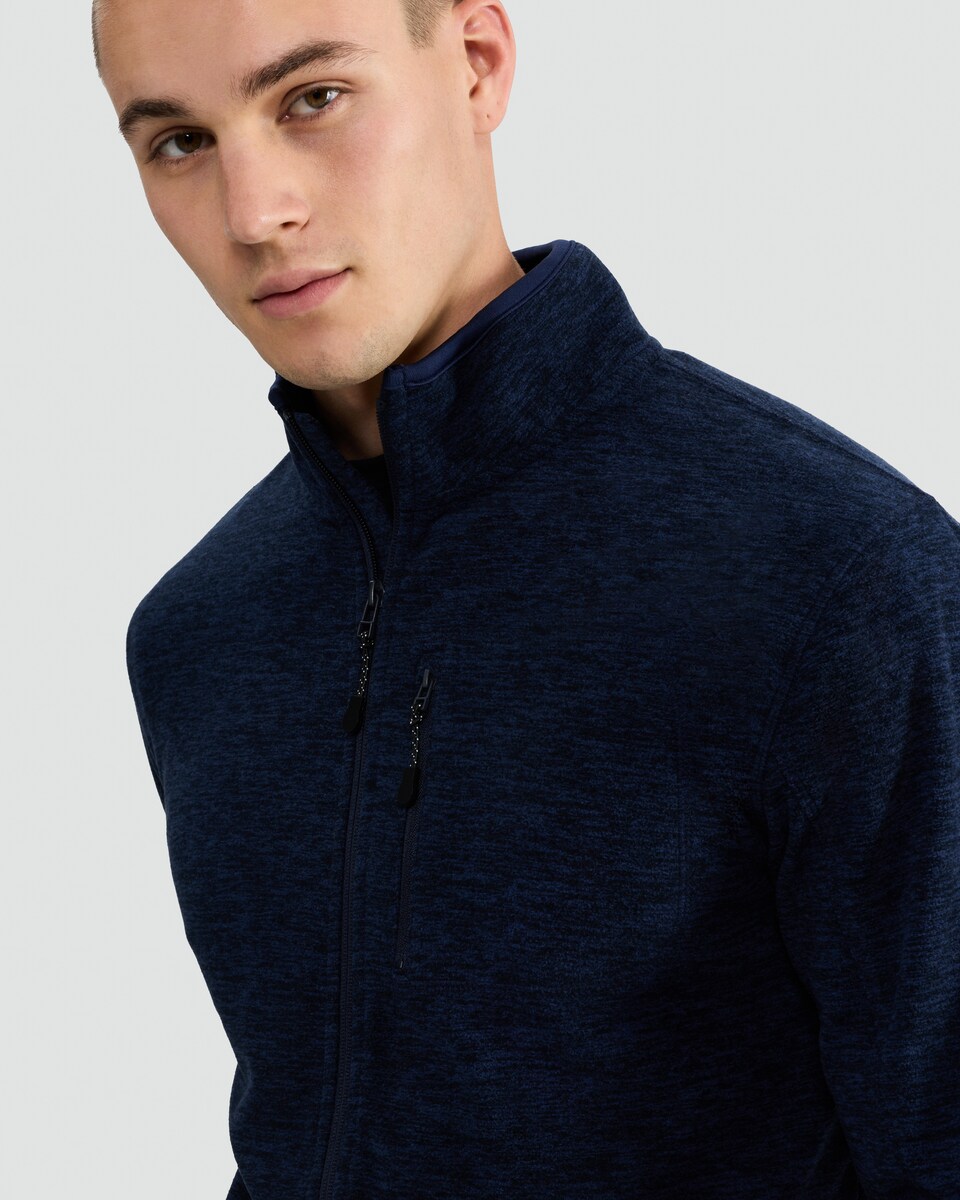 image 1 of F&F Fleece Zip Up Pocket Detail Jacket in Navy