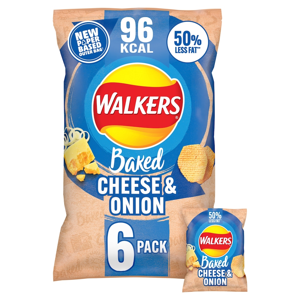 image 1 of Walkers Baked Cheese & Onion Multipack Crisps 6x22g