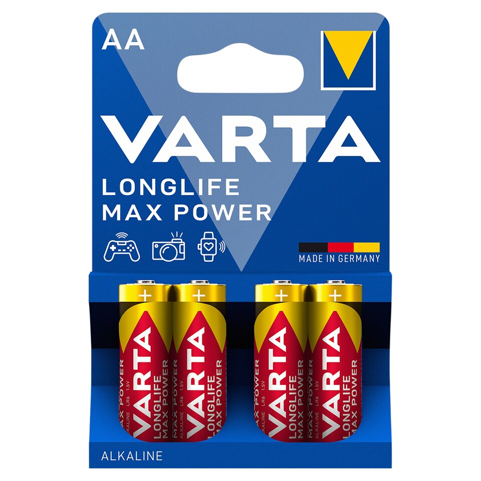 image 1 of Varta Longlife Max Power AA Alkaline Batteries 4 pcs