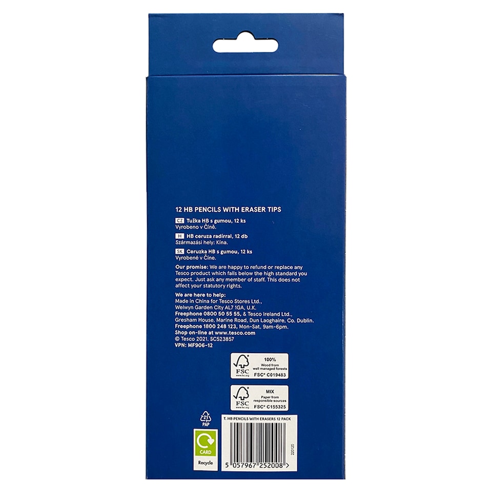 image 1 of Tesco Stationery HB Pencils With Erasers 12 Pack