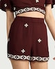 image 2 of F&F Embroidered Beaded Hem Co-ord Beach Shorts in Burgundy