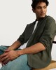image 1 of F&F Pure Cotton Waffle Textured Button Down Shirt in Khaki
