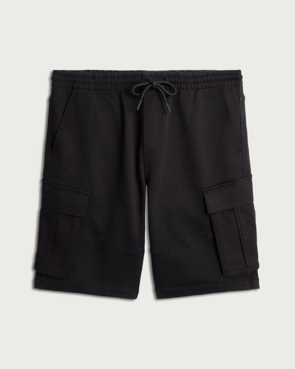 image 1 of F&F Cotton Rich Drawstring Cargo Shorts in Black