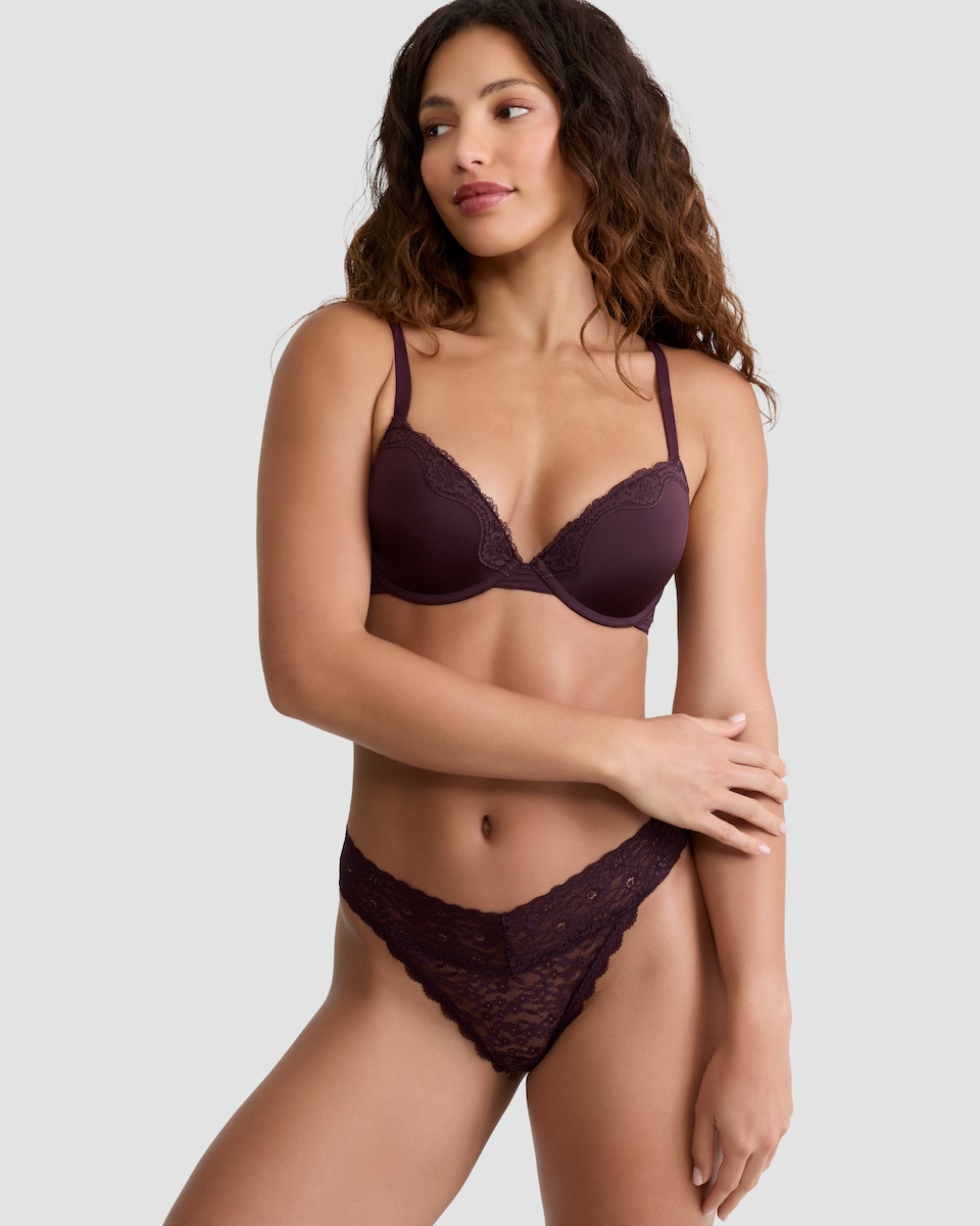 image 1 of F&F 3-Pack Lace Thongs in Multi