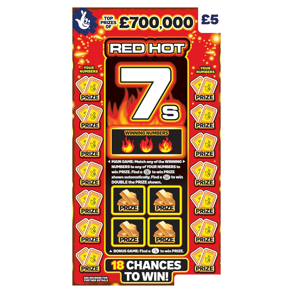 RED HOT 7s SCRATCHCARD