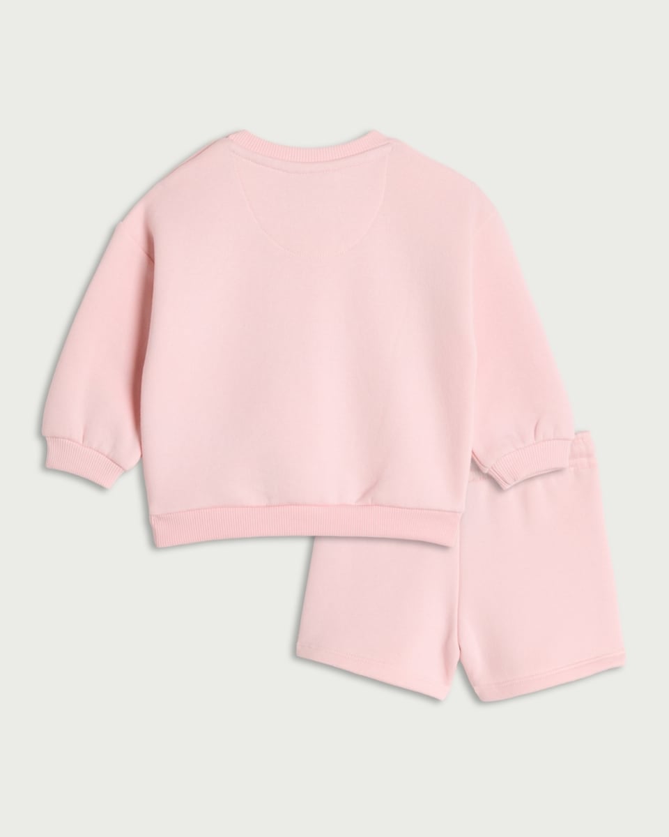 image 1 of Nirvana Cotton Rich Sweatshirt and Shorts Set in Pink