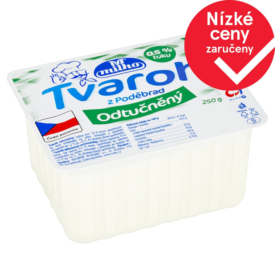 Milko Tvaroh z Poděbrad odtučněný 250g
