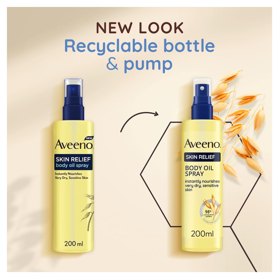 image 1 of Aveeno Skin Relief Body Oil Spray Moisturiser for Sensitive Skin 200ml