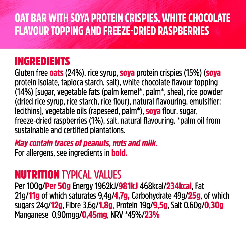 image 1 of TREK White Choc & Raspberry Protein Flapjacks 3x50g
