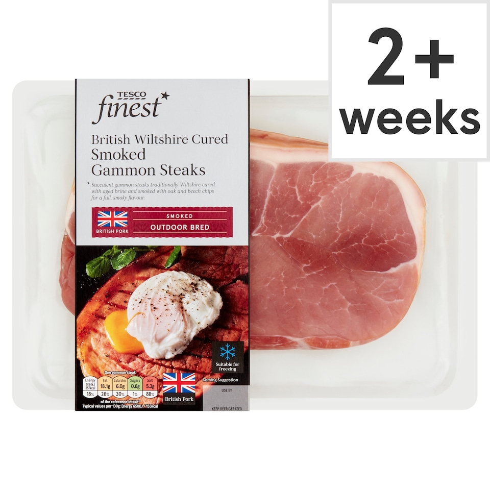 Tesco Finest British Wiltshire Cured Smoked Gammon Steaks 460g