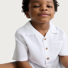 F&F Boys 2-Piece Button Up Shirt and Shorts Set in Blue