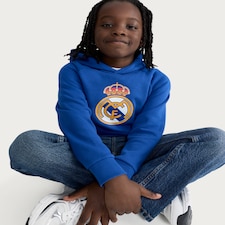 Real Madrid Logo Cotton Rich Hoodie in Blue