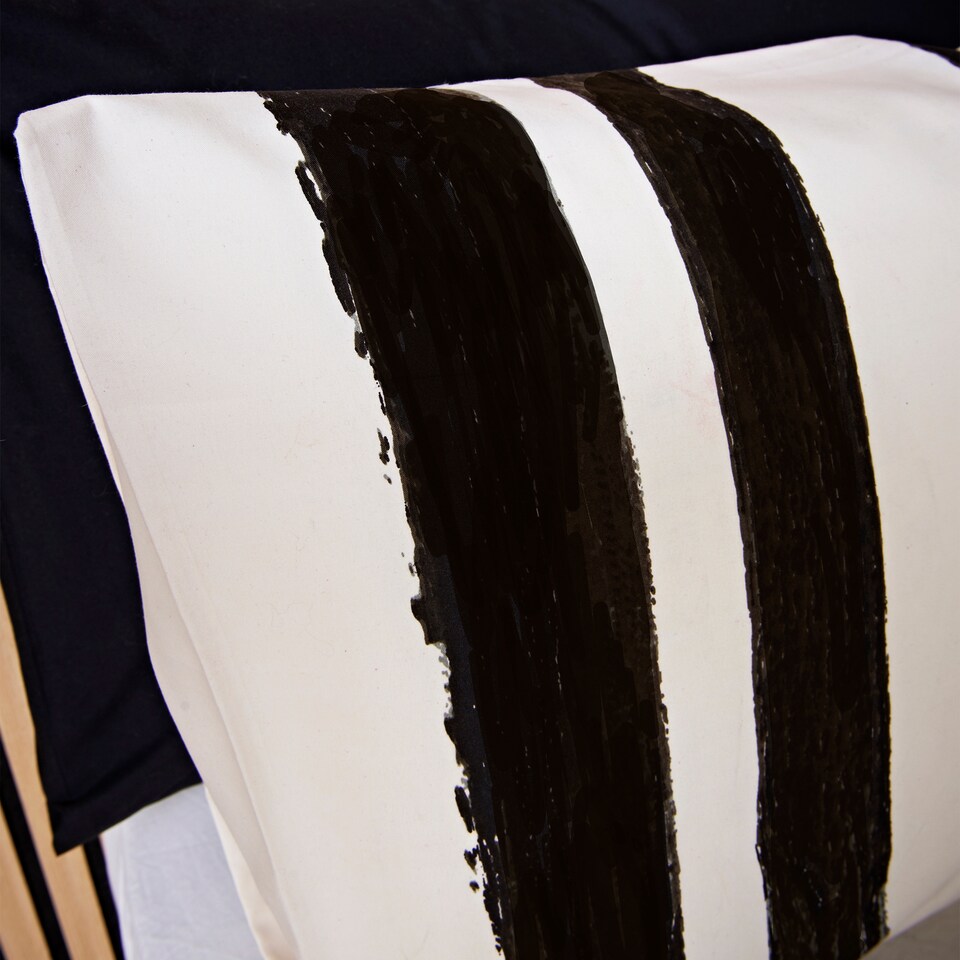 image 1 of Cosmo Living Black Crafted Stripe Duvet Set King