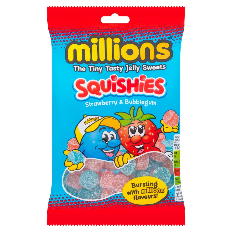 Millions Strawberry and Bubblegum Squishies 130g