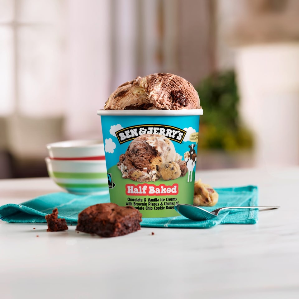 image 1 of Ben & Jerry's Half Baked Chocolate & Vanilla Ice Cream Tub 465ml