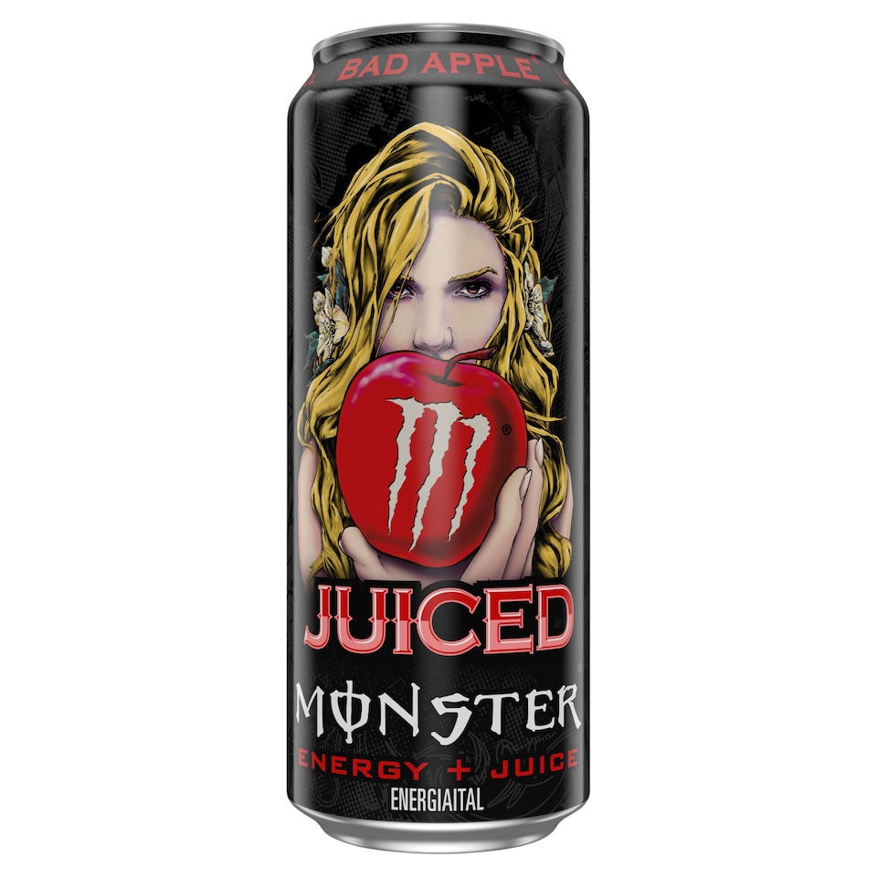 Monster Juiced Bad Apple szénsavas energiaital gyümölcslével, koffeinnel 500 ml