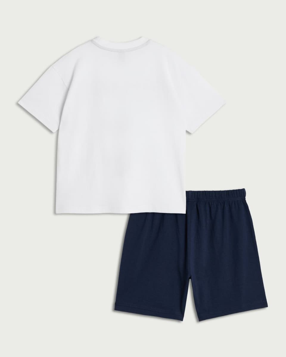 image 1 of Tottenham Hotspur Pure Cotton Pyjama Shorts Set in White