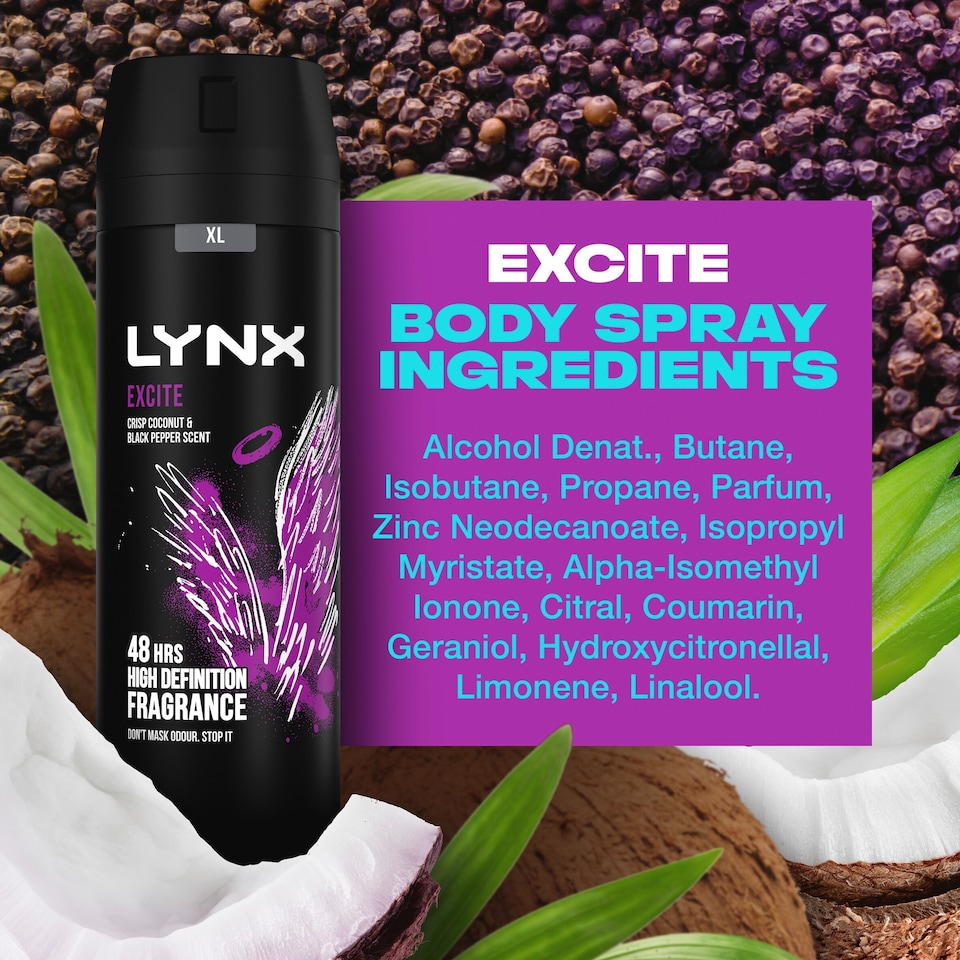 image 1 of Lynx Excite 48h Deodorant Bodyspray for Men 150ml
