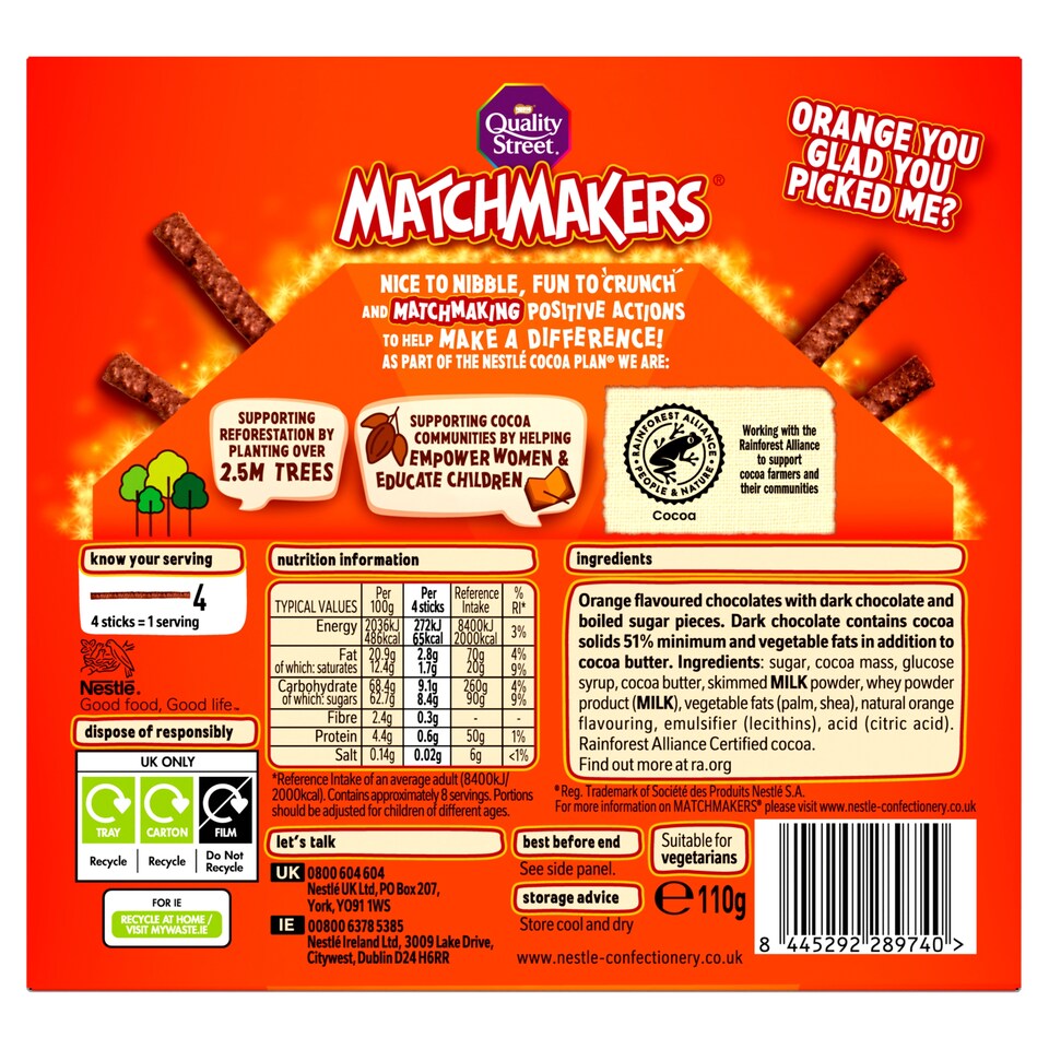 image 1 of Quality Street Matchmakers Zingy Orange 110g